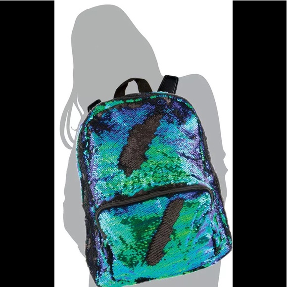 Mermaid Look Flip Sequin Rave Backpack Iridescent - Picture 2 of 8